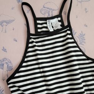 Black & White Striped Crop Top